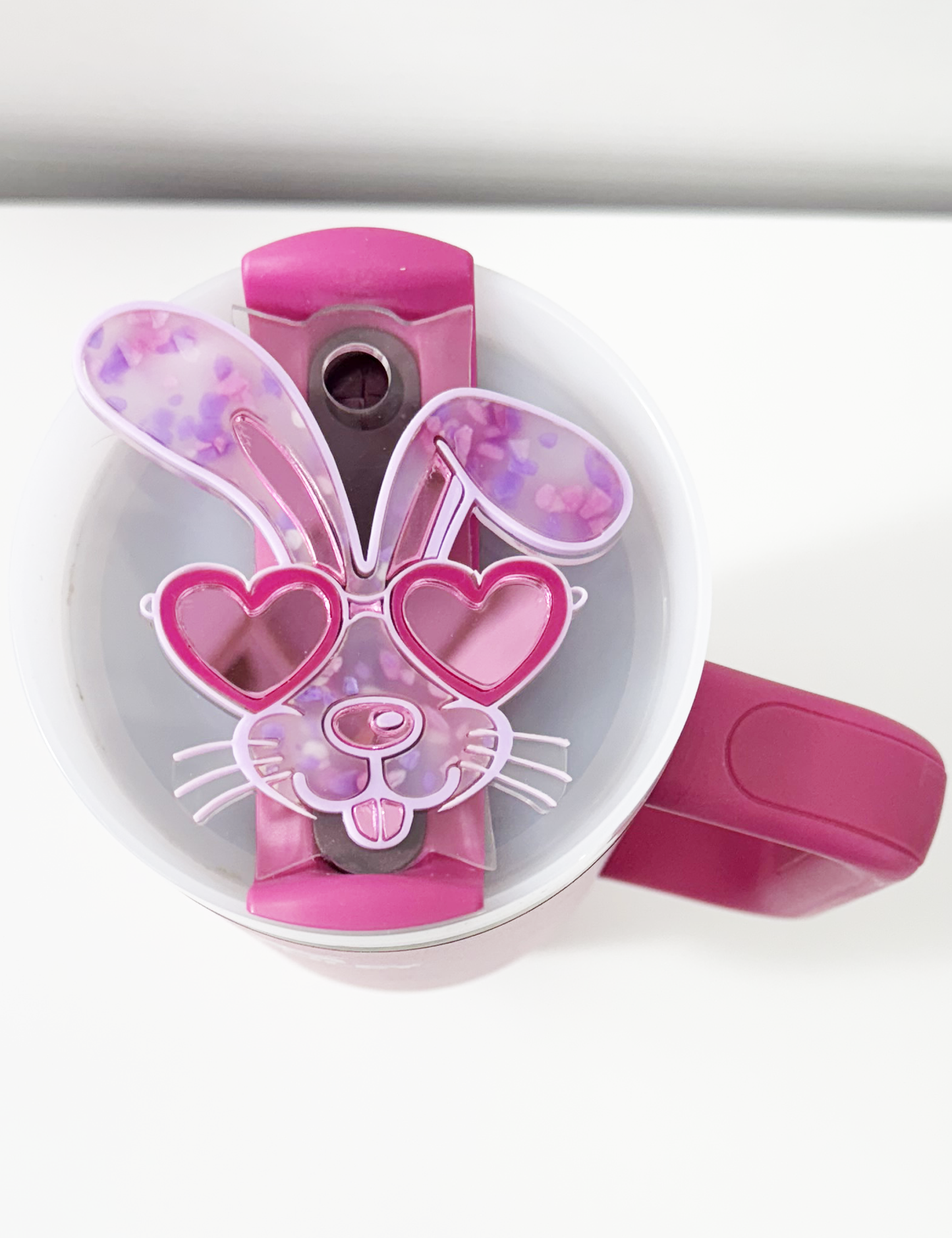 TUMBLER TOPPER - BUNNY GLASSES-LAVENDER PINK