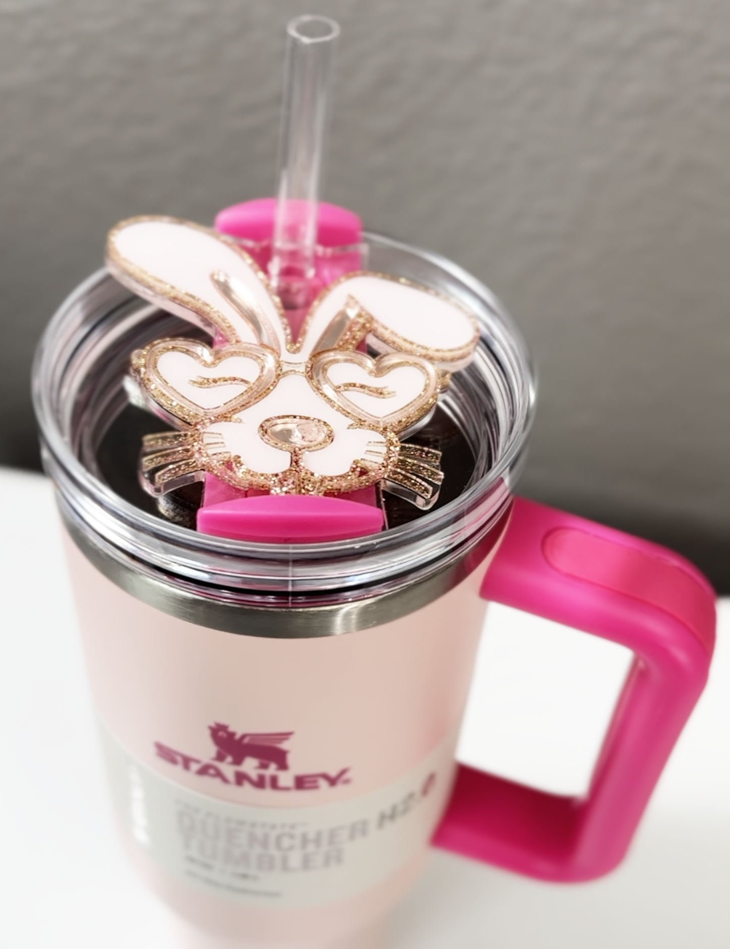TUMBLER TOPPER - BUNNY GLASSES-ROSE GOLD
