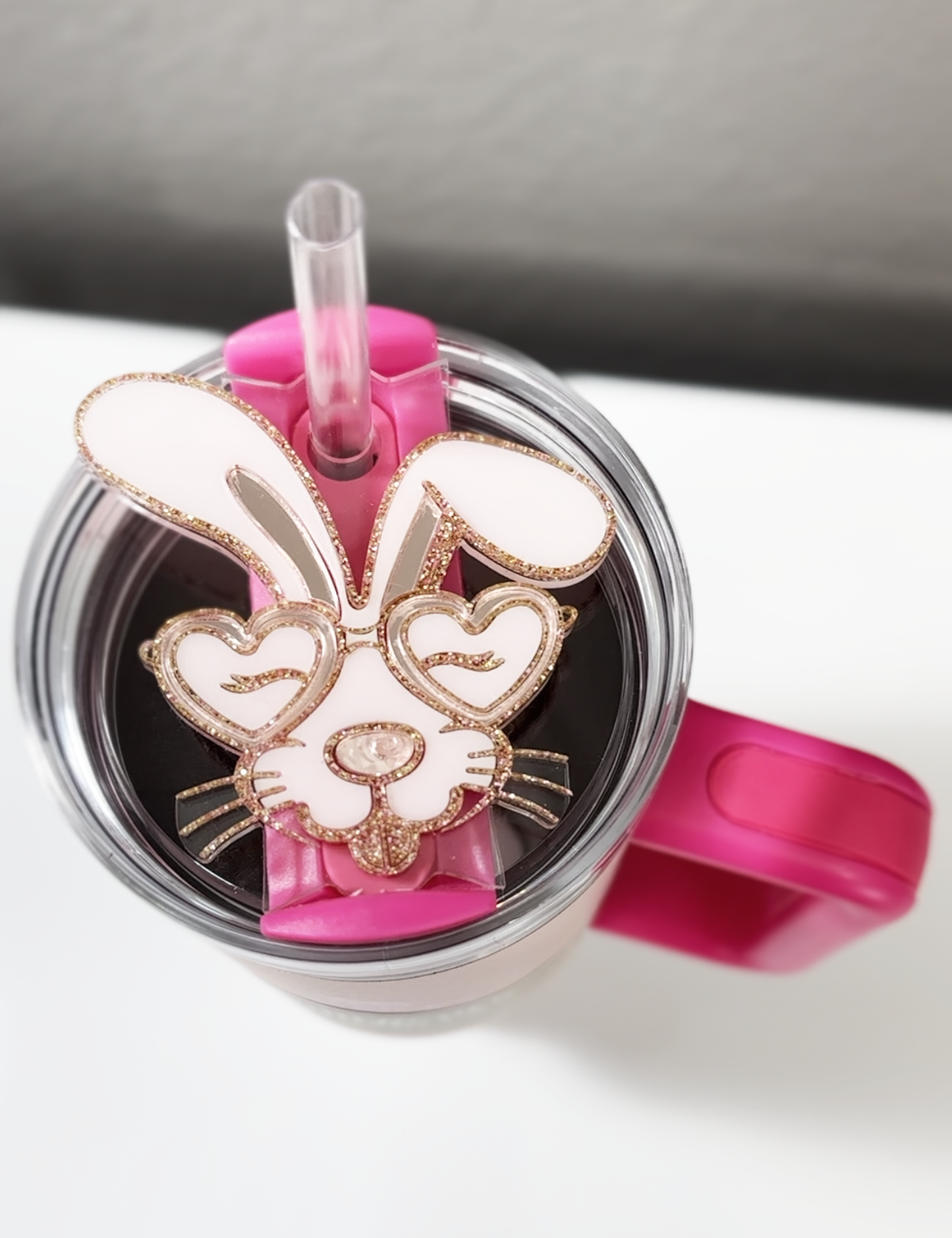 TUMBLER TOPPER - BUNNY GLASSES-ROSE GOLD