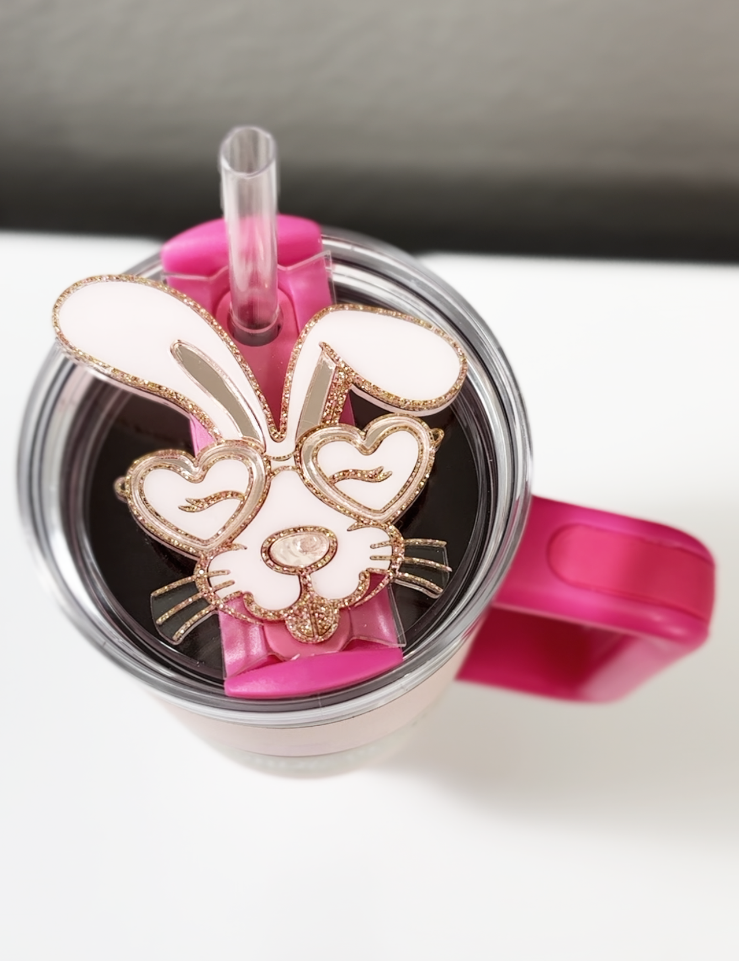 TUMBLER TOPPER - BUNNY GLASSES-ROSE GOLD