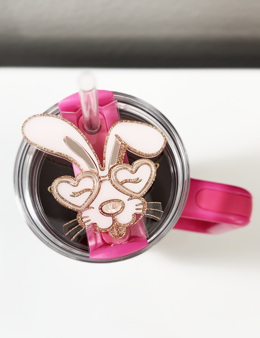 TUMBLER TOPPER - BUNNY GLASSES-ROSE GOLD
