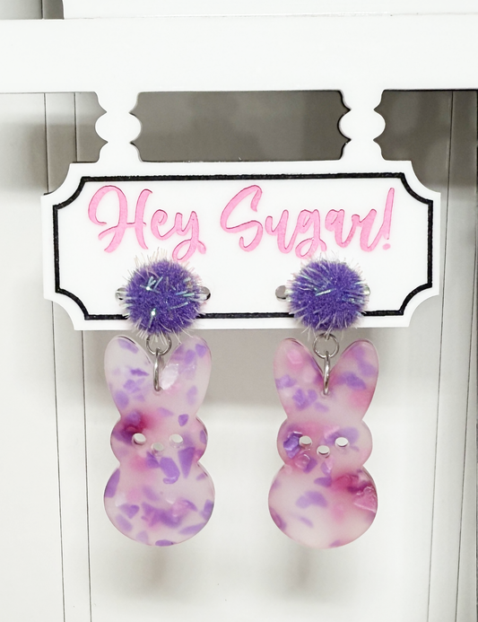 Easter Earrings - Peeps Pom Pom Dangle