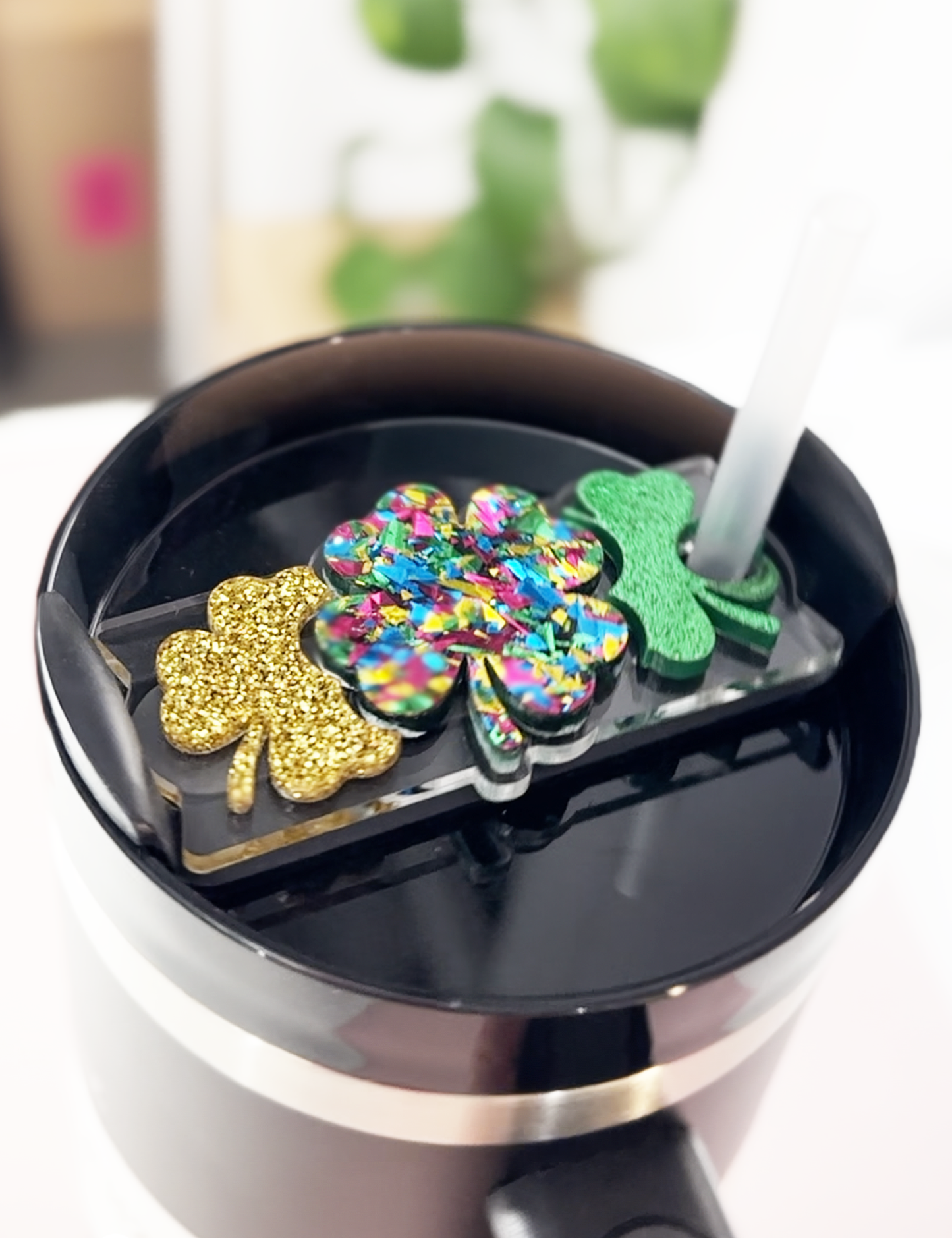 STANLEY TUMBLER TOPPER - ST. PATRICK'S DAY - FOUR LEAF CLOVERS