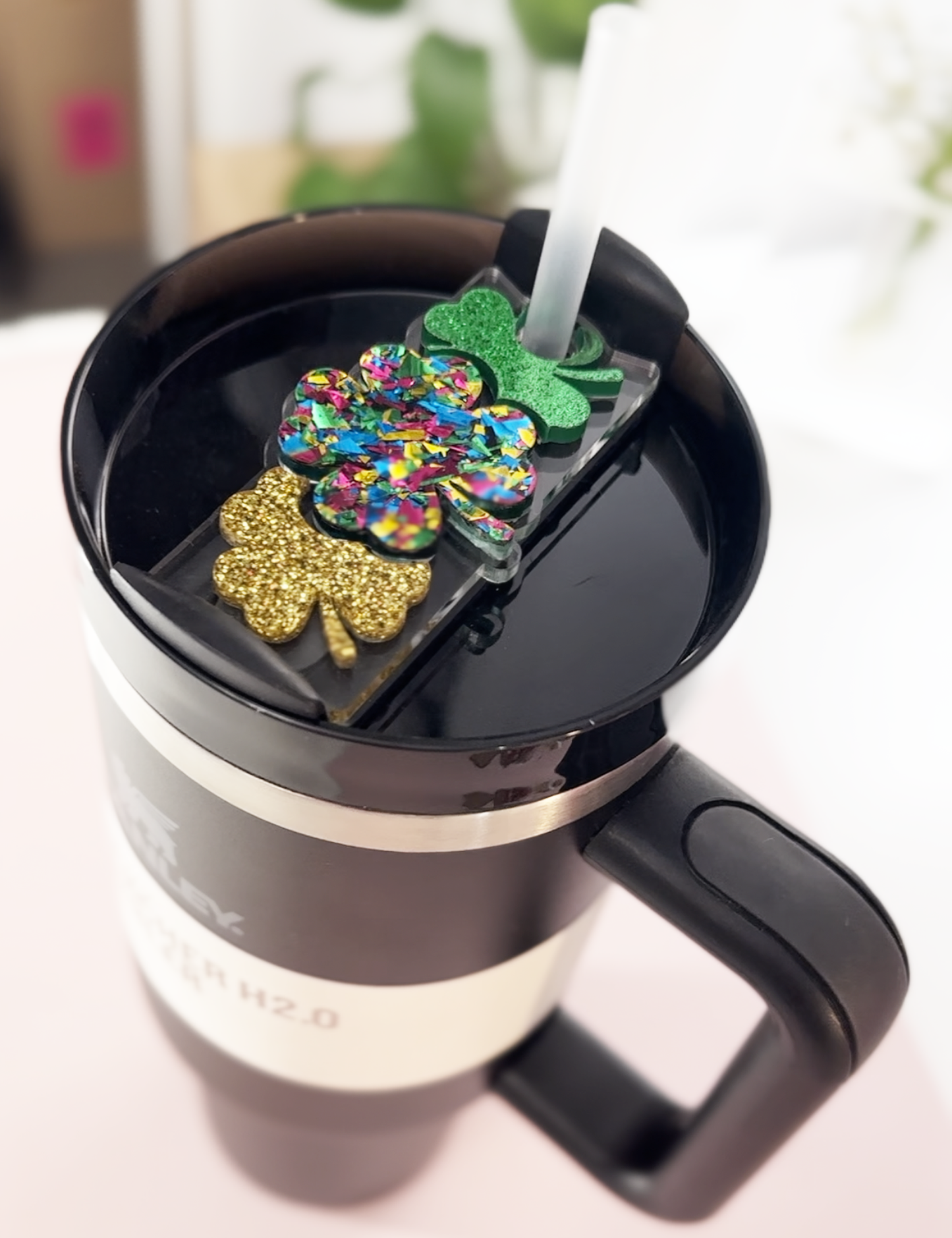 STANLEY TUMBLER TOPPER - ST. PATRICK'S DAY - FOUR LEAF CLOVERS