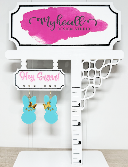 Easter Earrings - Peeps Pom Bow Dangle