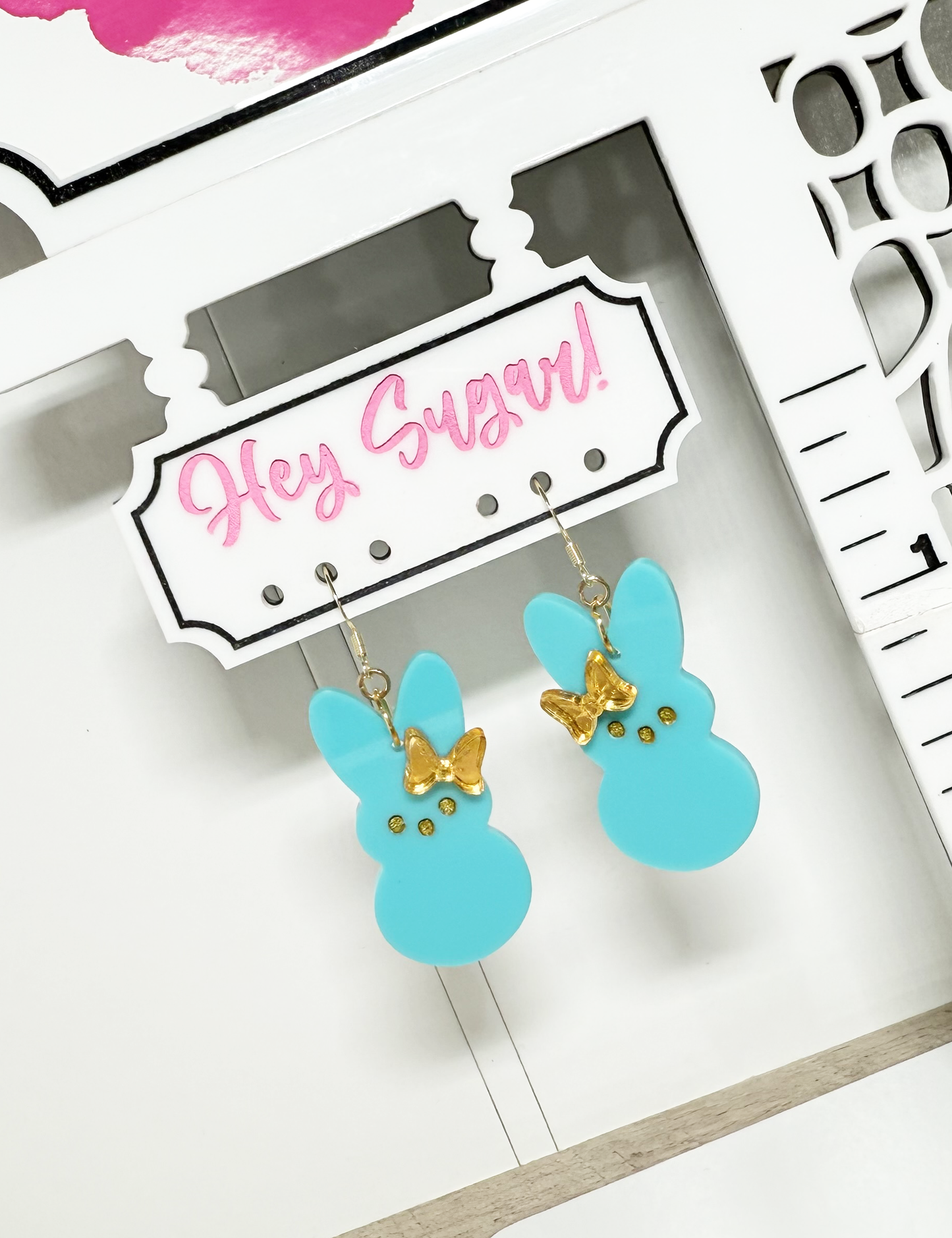Easter Earrings - Peeps Pom Bow Dangle
