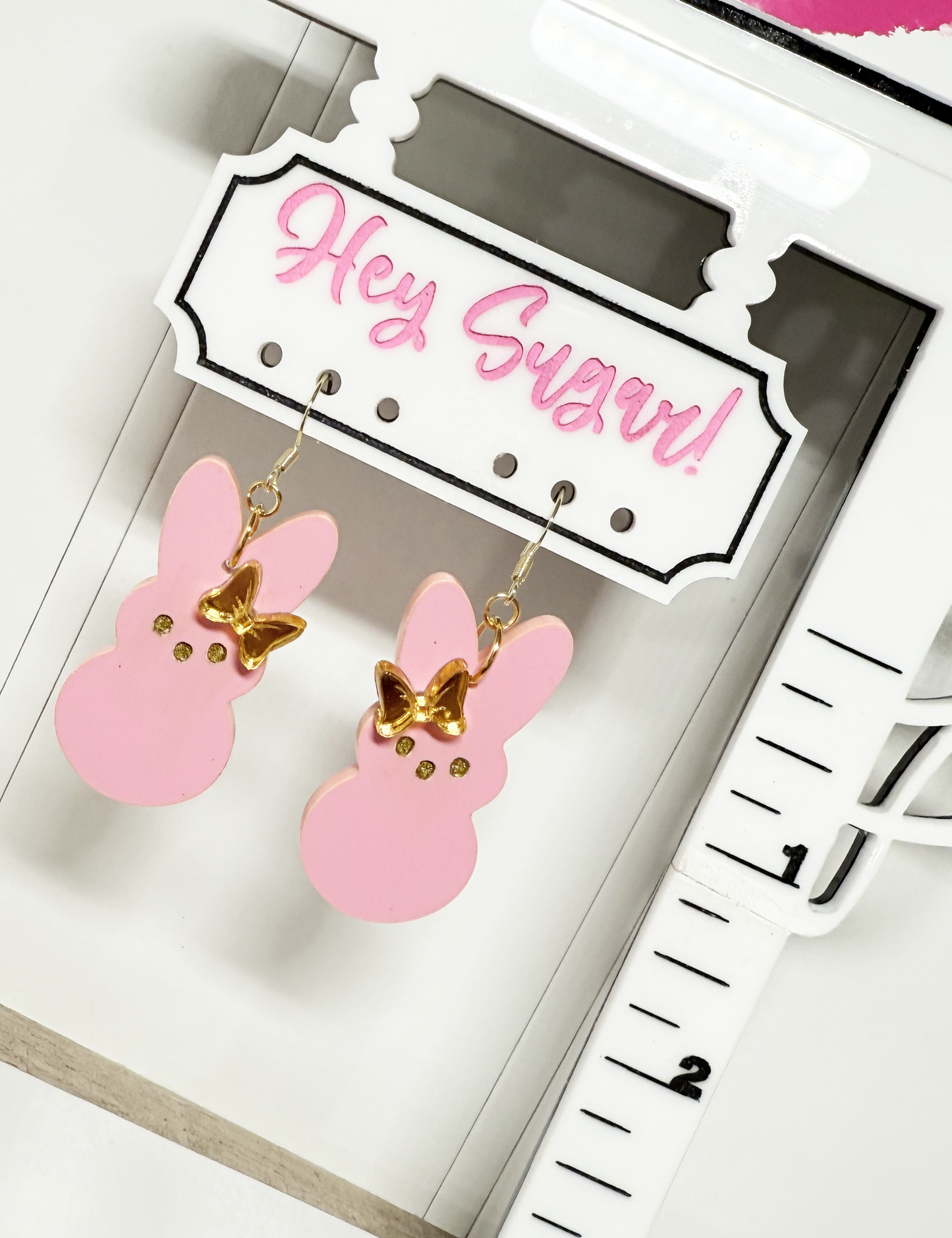 Easter Earrings - Peeps Pom Bow Dangle