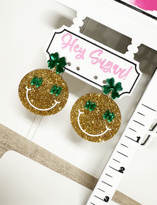 St. Patrick's Day - SMILEY CLOVER EARRINGS