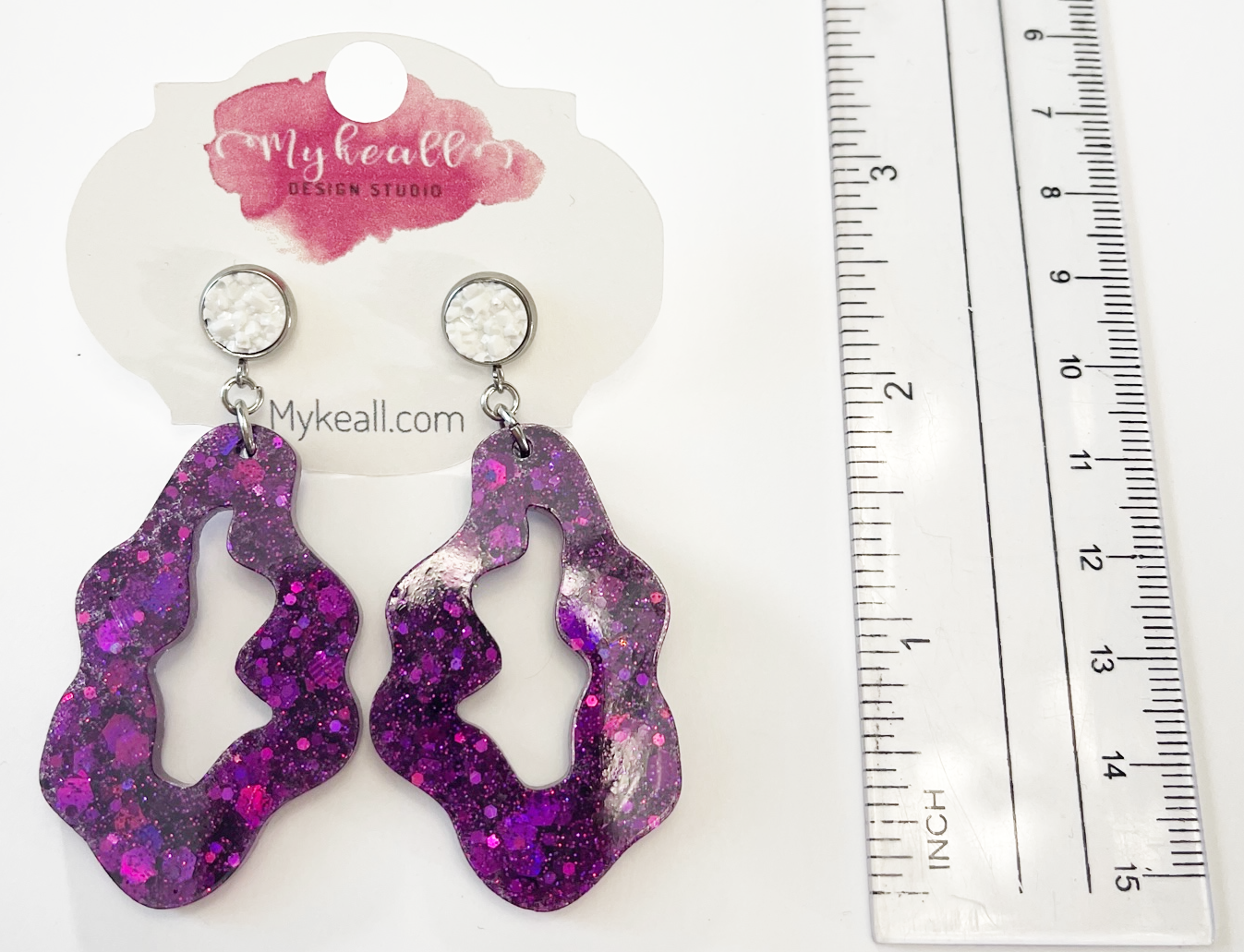Purple/White Earrings - 11