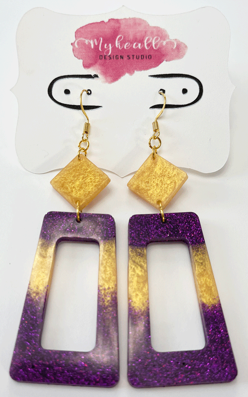 Purple/Gold Earrings - 3
