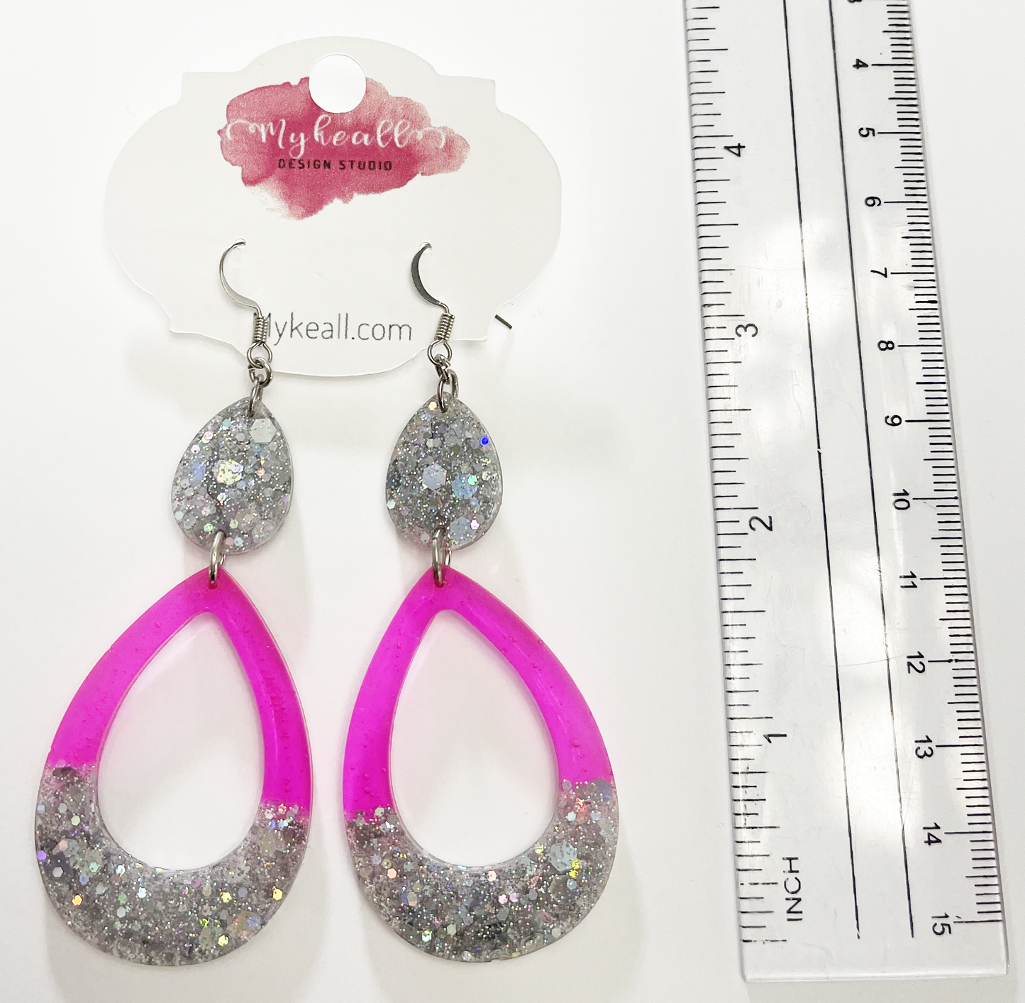 Pink/Silver Earrings - 1