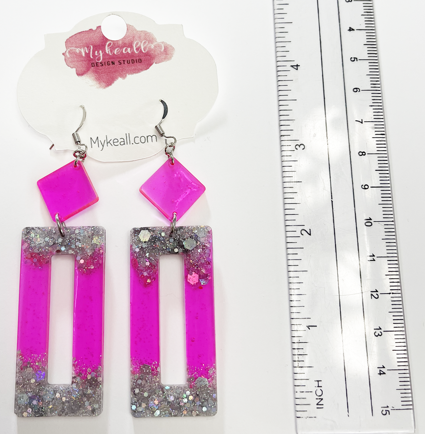 Pink/Silver Earrings - 7