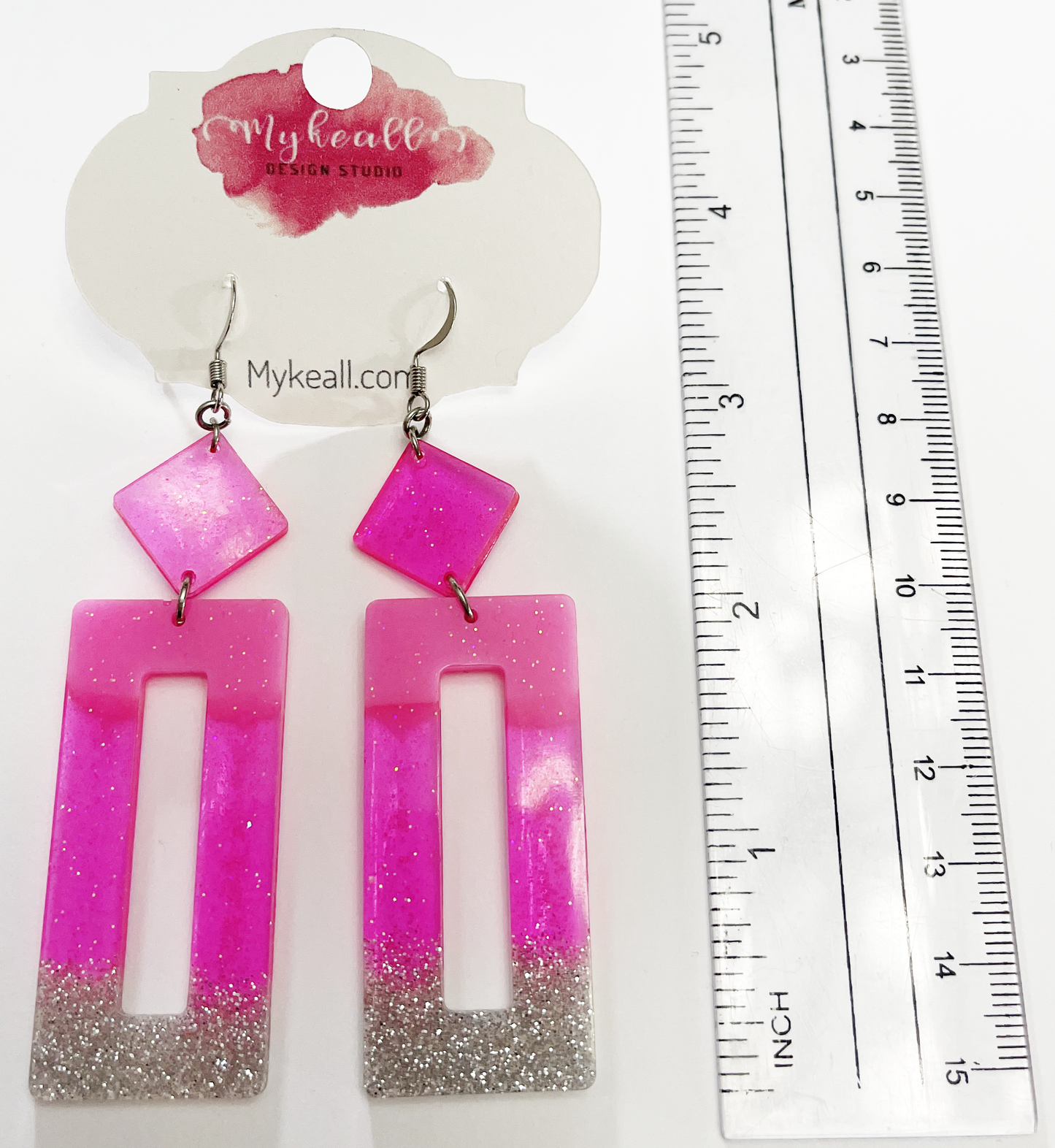 Pink/Silver Earrings - 8