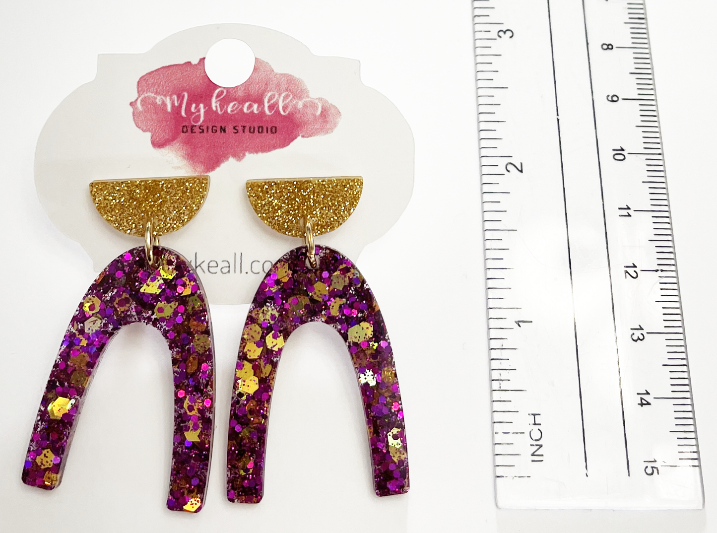 Purple/Gold Earrings - 17