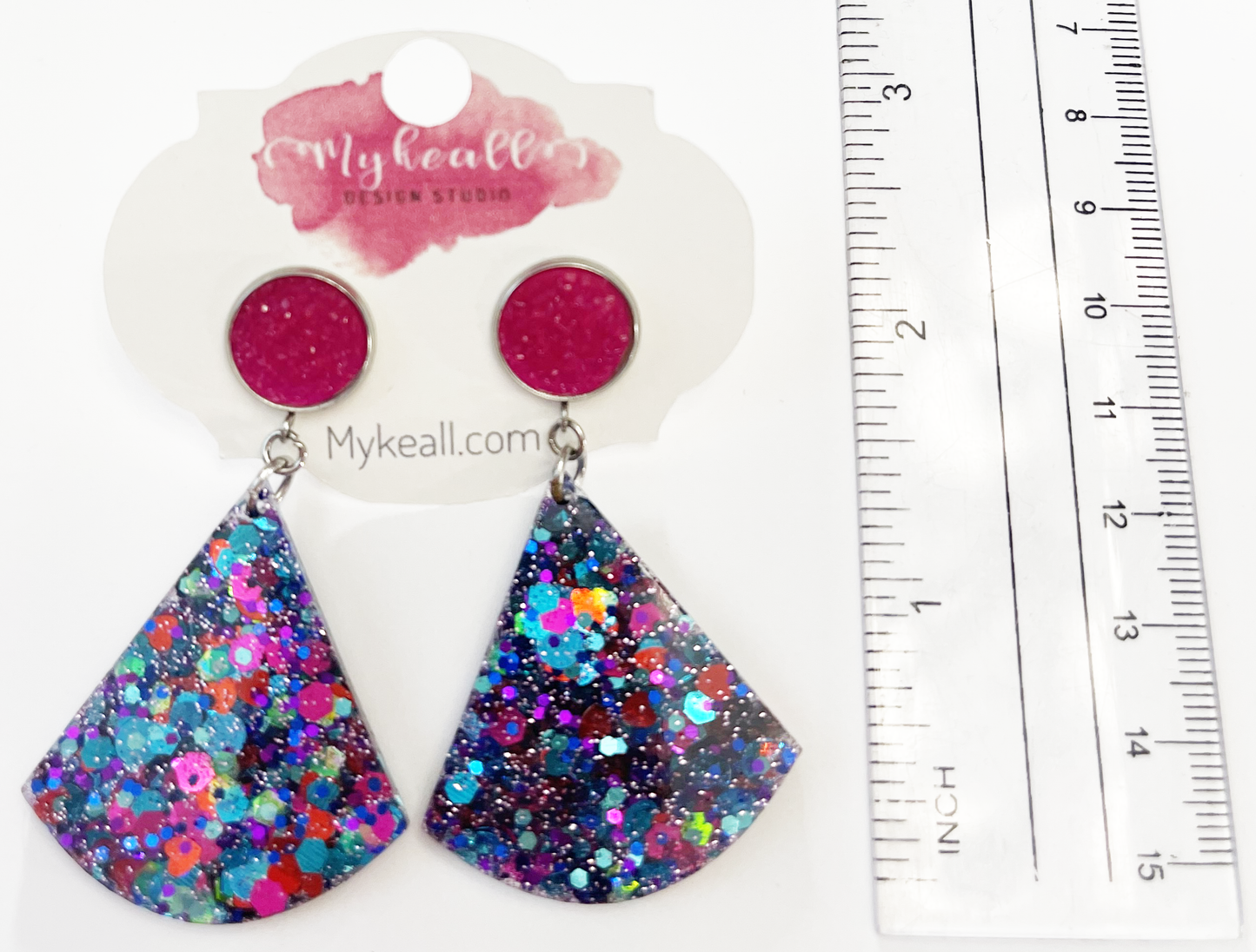 Pink/Blue-Glitter Earrings - 5