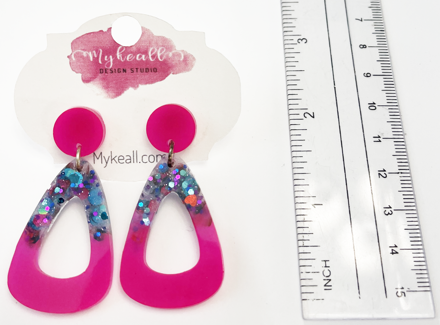 Pink/Blue-Glitter Earrings - 7