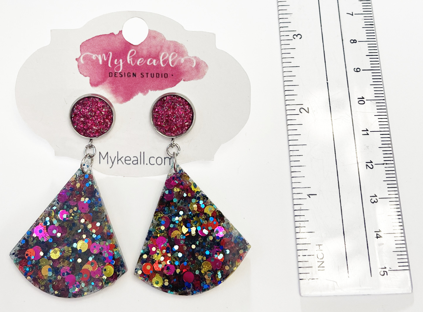 Pink/Multi-Glitter Earrings - 5