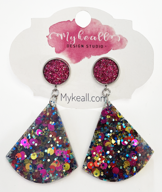 Pink/Multi-Glitter Earrings - 5