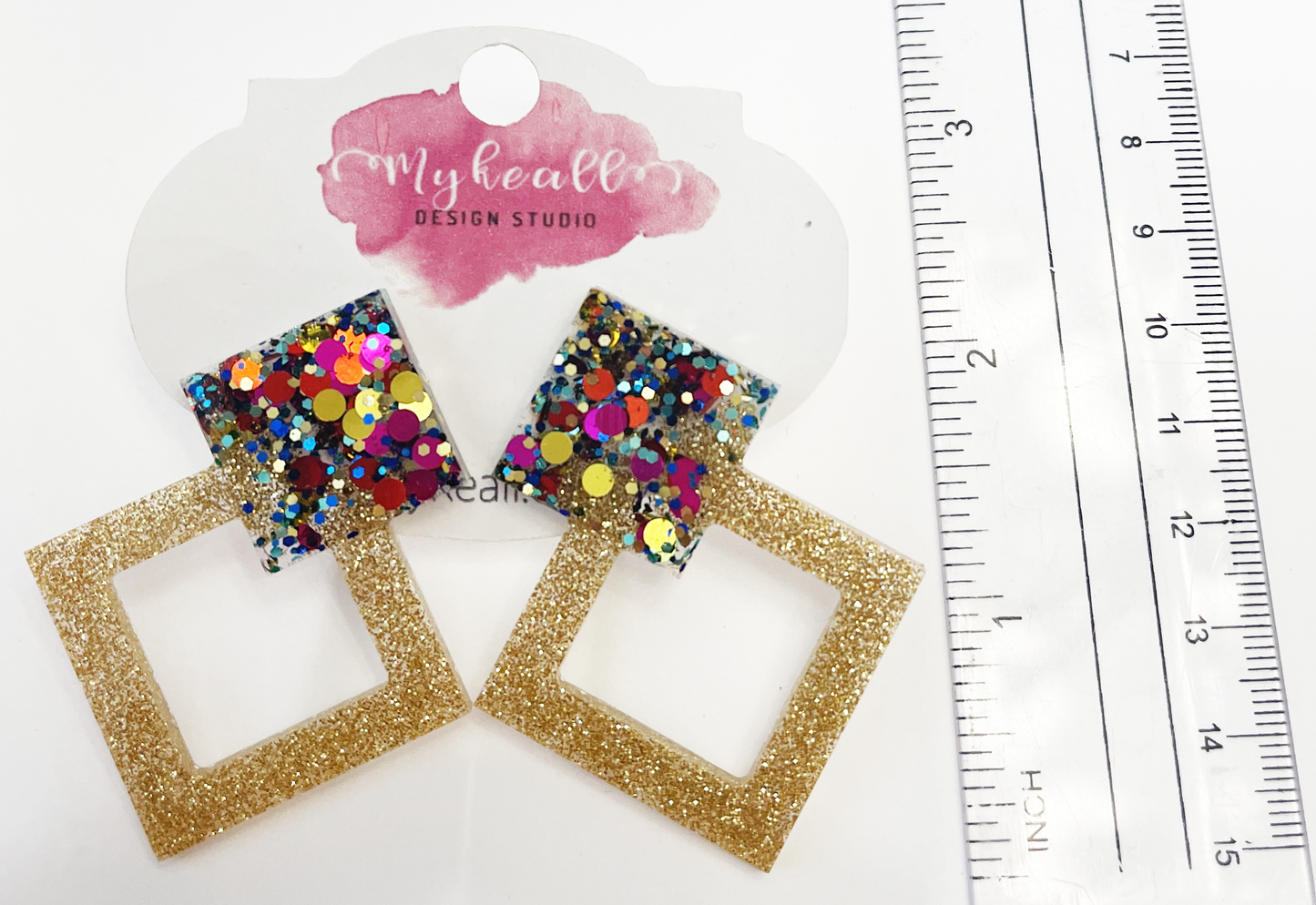 Pink/Multi-Glitter Earrings - 11