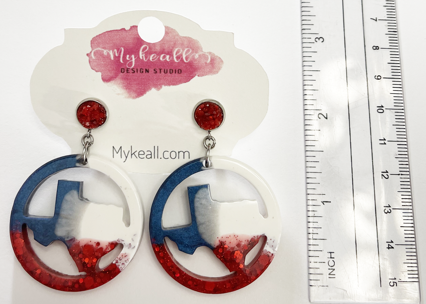 Red White Navy Earrings - 14