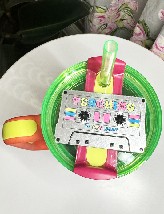 TUMBLER TOPPER TAG - TEACHING IS MY JAM-CASSETTE TAPE