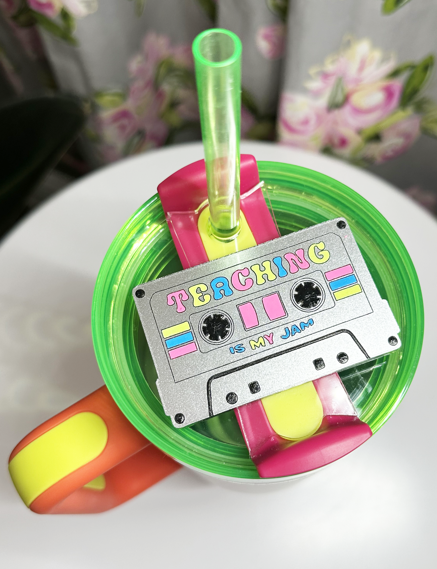 TUMBLER TOPPER TAG - TEACHING IS MY JAM-CASSETTE TAPE