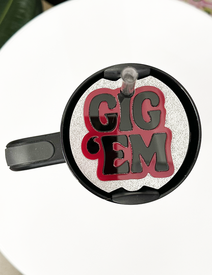 TUMBLER TOPPER - GIG EM' - FULL LID