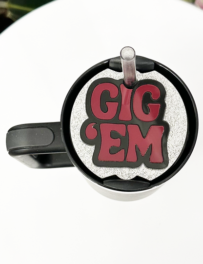 TUMBLER TOPPER - GIG EM' - FULL LID