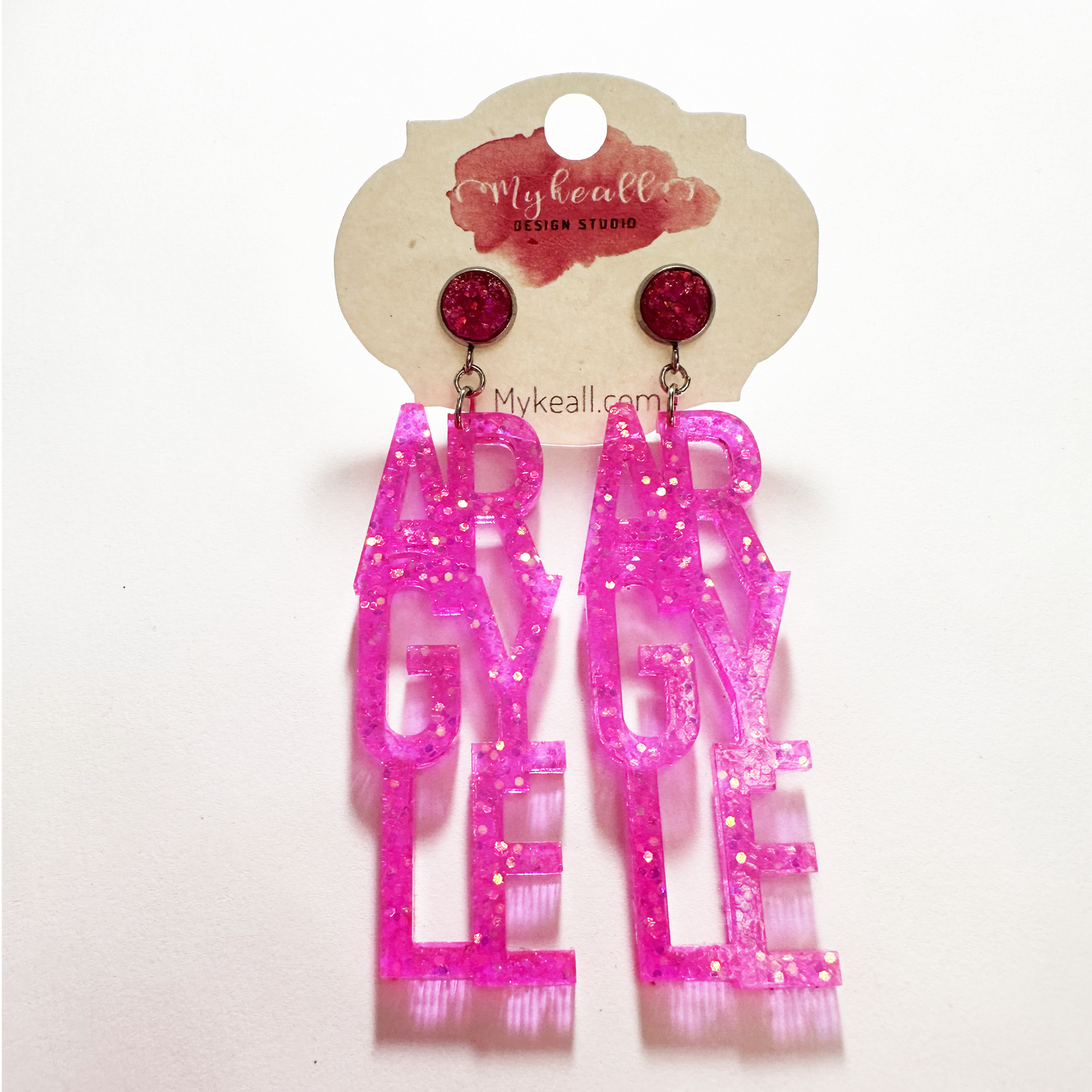 Argyle Eagles Earrings-PINK-15