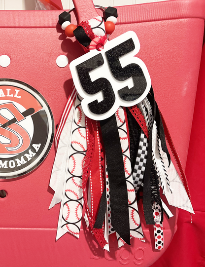 CUSTOM PLAYER NUMBER BAG TAG/KEY FOB/ZIPPER PULL