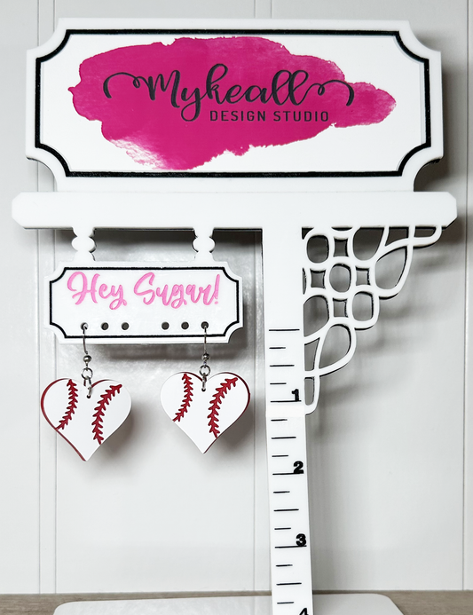 Baseball Heart Dangle Earrings