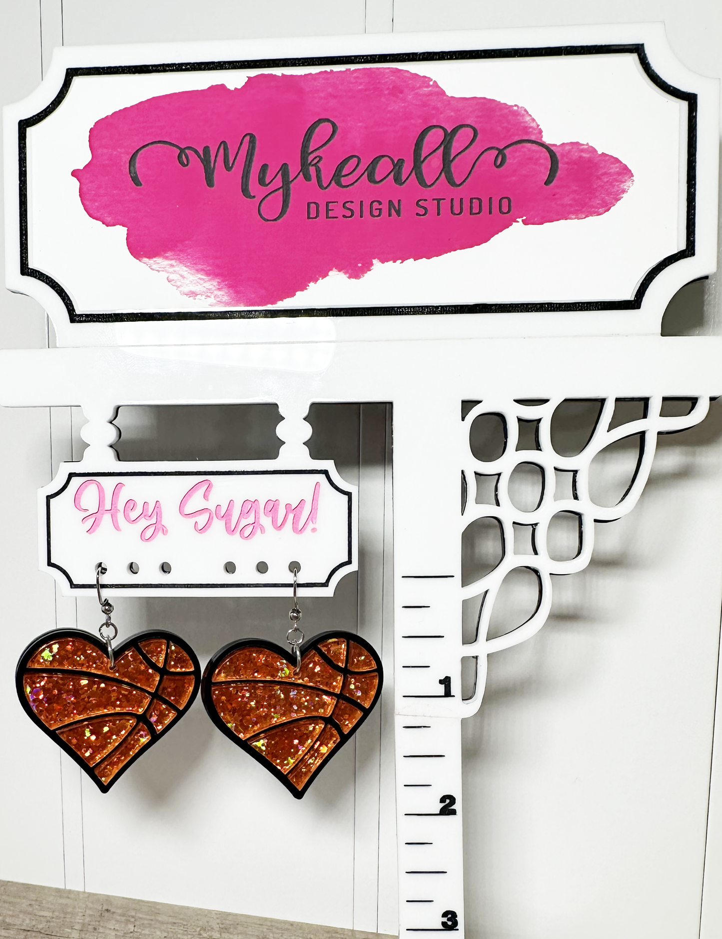 BASKETBALL HEART DANGLE EARRINGS