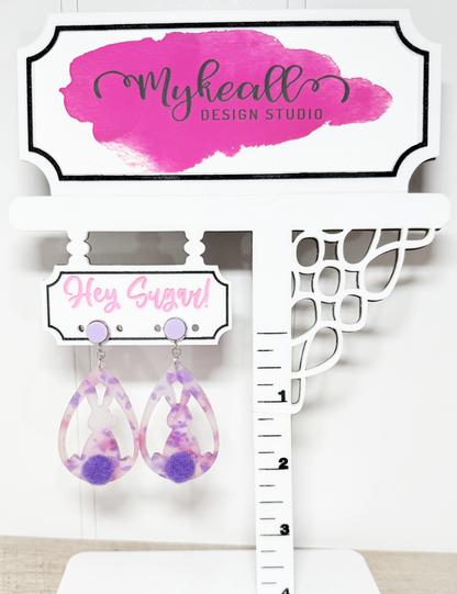 Easter Earrings - Bunny Back Pom Pom