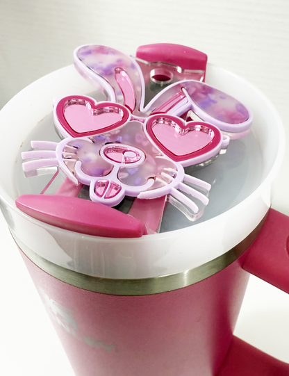 TUMBLER TOPPER - BUNNY GLASSES-LAVENDER PINK