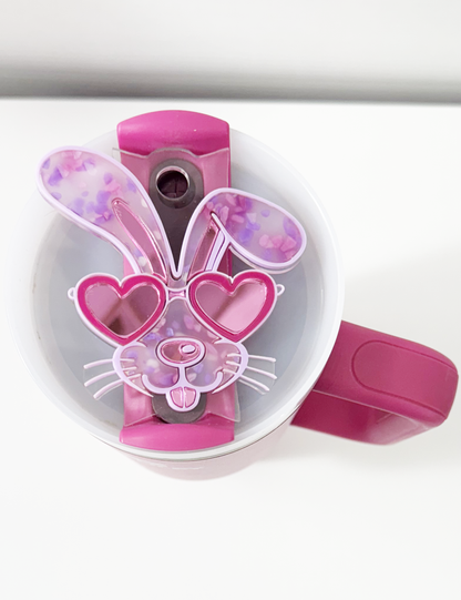 TUMBLER TOPPER - BUNNY GLASSES-LAVENDER PINK