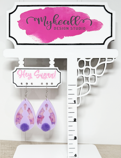 Easter Earrings - Bunny Back Pom Pom