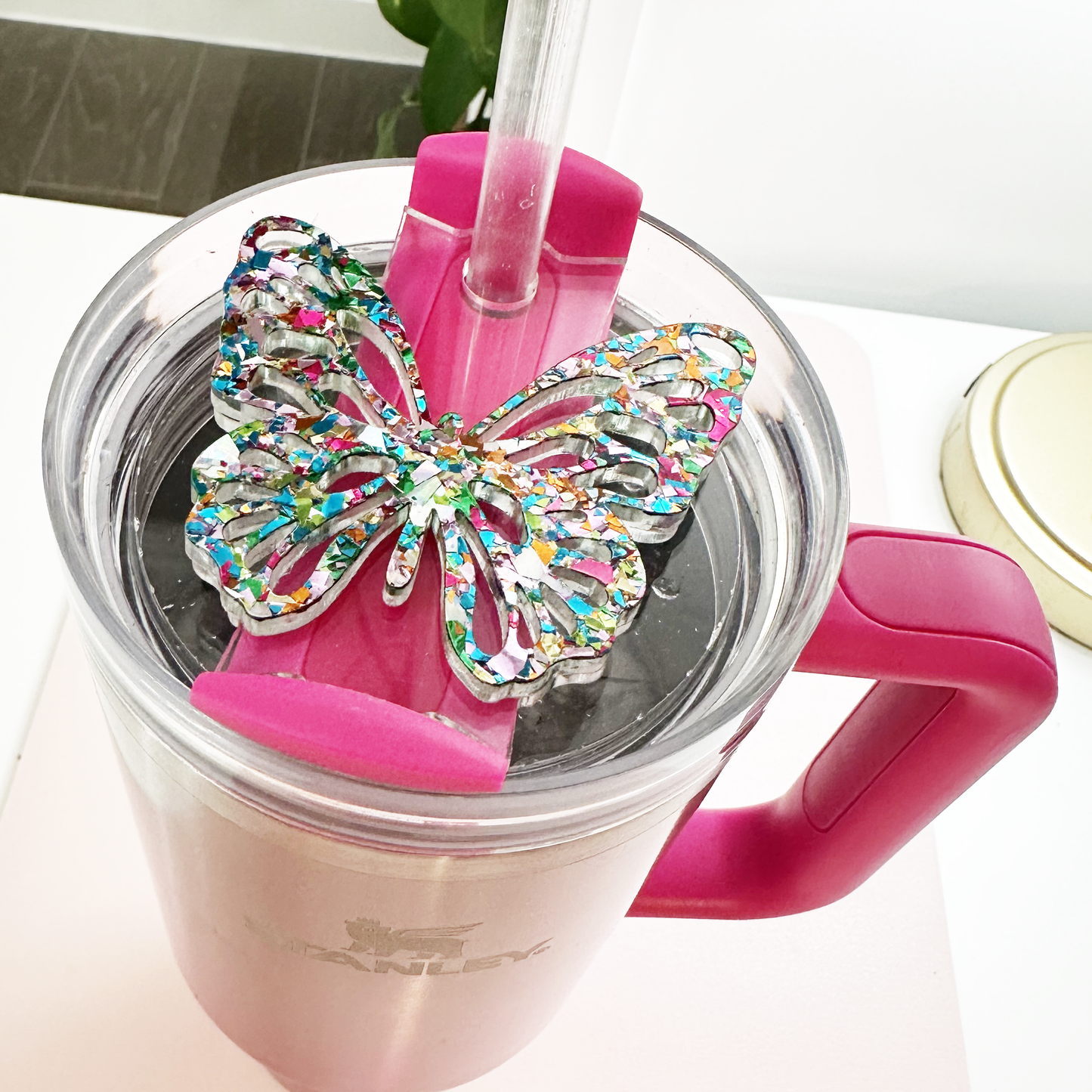 TUMBLER TOPPER TAG - BUTTERFLY-SPRING FLING