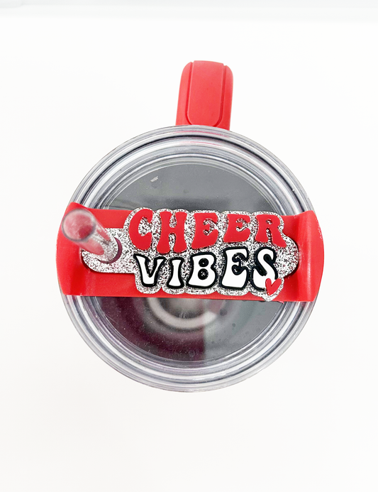 CUSTOM TUMBLER TAG - CHEER VIBES-SLVR GLTR