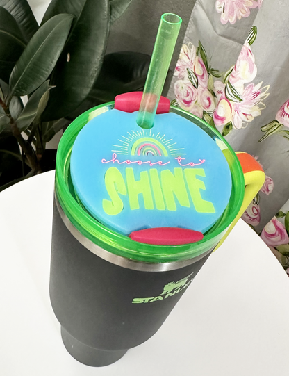 TUMBLER TOPPER - POSITIVITY - CHOOSE TO SHINE - FULL LID