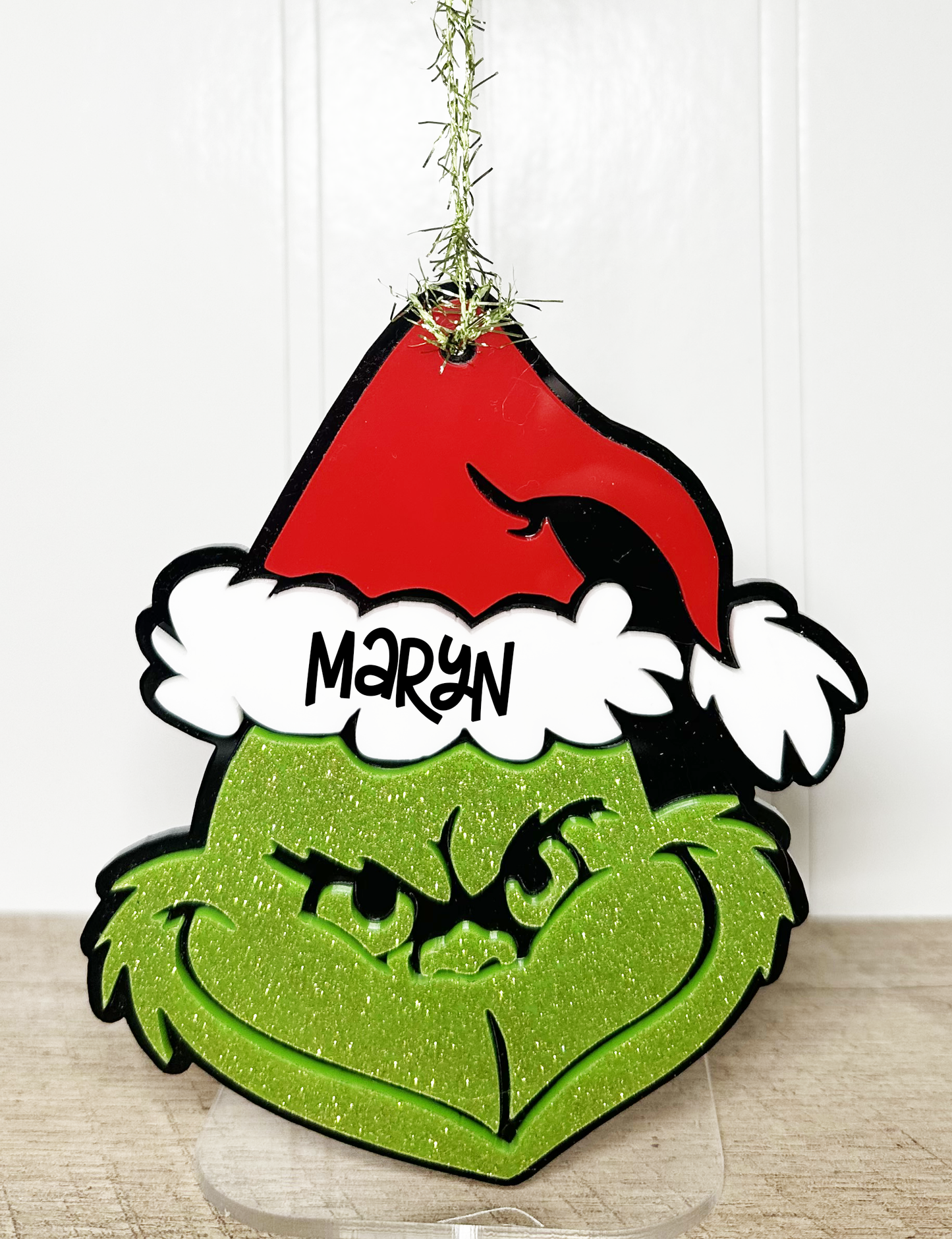 LG GRINCH CHRISTMAS ORNAMENT-CUSTOMIZE WITH YEAR OR NAME