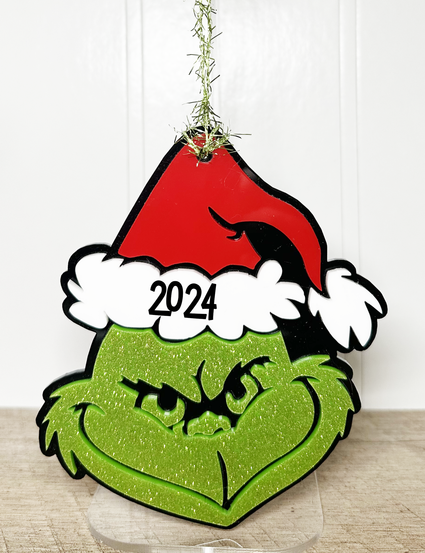 LG GRINCH CHRISTMAS ORNAMENT-CUSTOMIZE WITH YEAR OR NAME