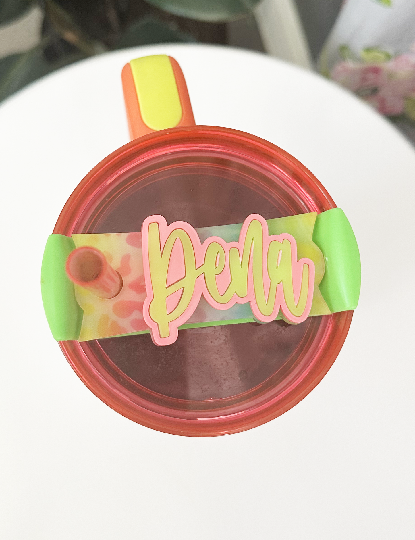 CUSTOM TUMBLER TOPPER TAG - NEON NAME TAG#1