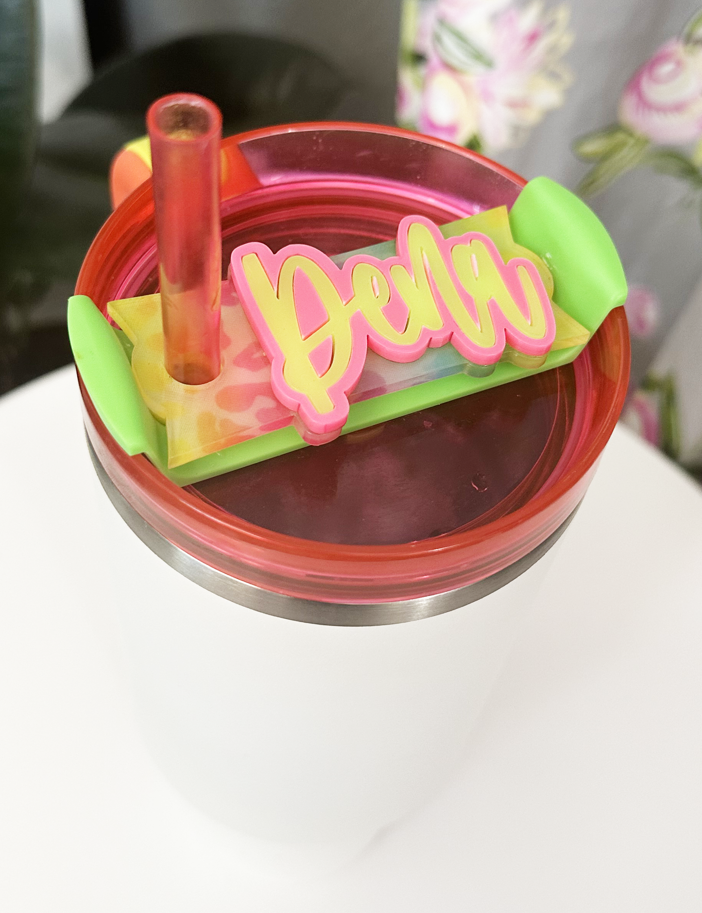 CUSTOM TUMBLER TOPPER TAG - NEON NAME TAG#1