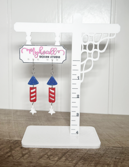 FOURTH OF JULY FIRECRACKER DANGLE EARRINGS