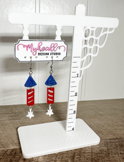 FOURTH OF JULY FIRECRACKER DANGLE EARRINGS