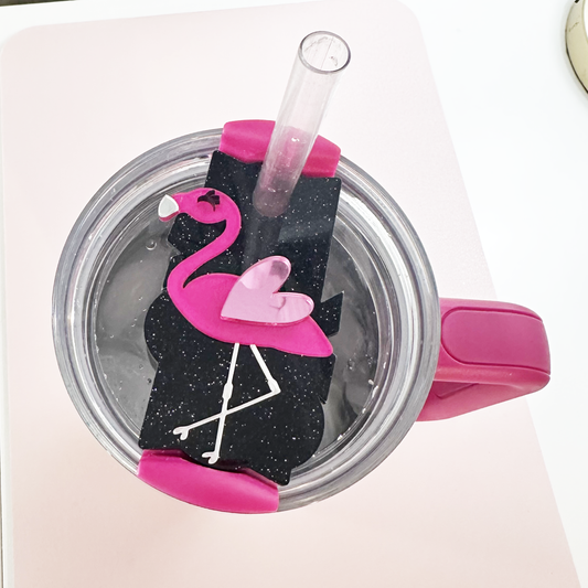 TUMBLER TOPPER TAG - HOT PINK FLAMINGO