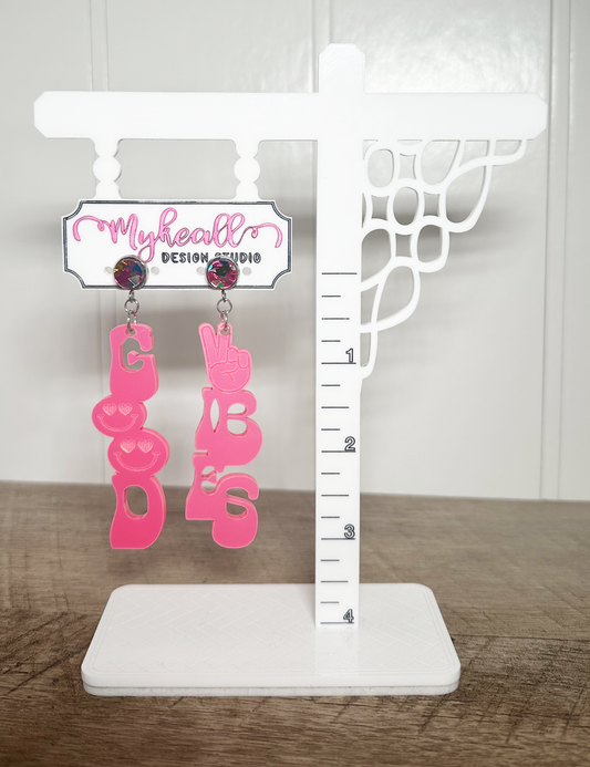 GOOD VIBES EARRINGS - NEON PINK