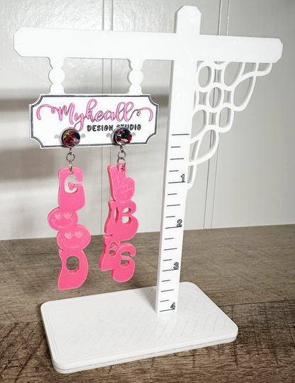 GOOD VIBES EARRINGS - NEON PINK