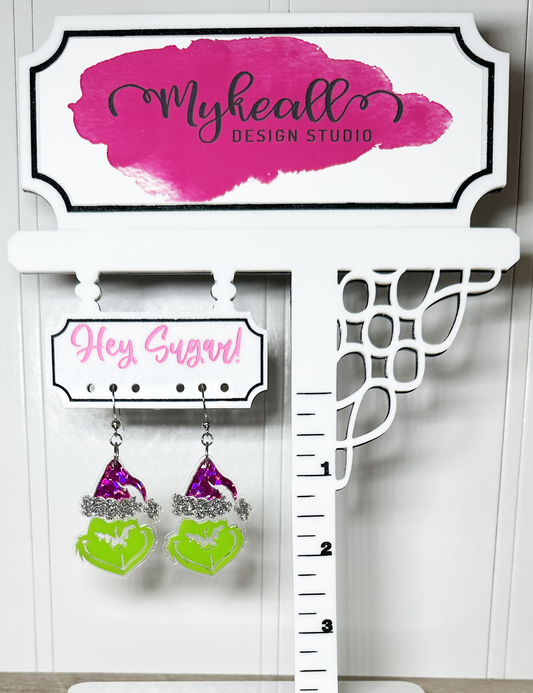 Christmas Grinch Dangle Earrings-2