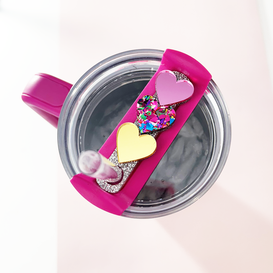 TUMBLER TOPPER TAG - TRIPLE HEARTS